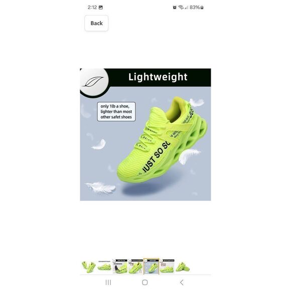 New W Size 6 M Size 4.5 Furuian Safety Green Yellow Steel Toe Shoes PPE Safety - Picture 5 of 12